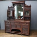 ミラーバックサイドボード｜マホガニー材・1880年代 彫刻尽くしの大型逸品