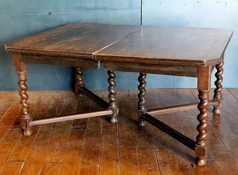 エクステンションテーブル｜オーク材・1930年代 ツイストレッグの大型ダイニング