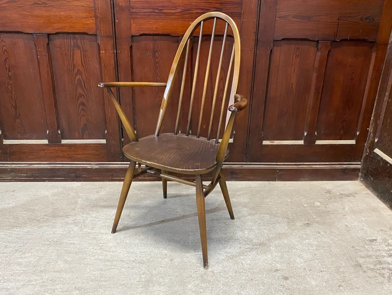クエーカーアームチェア｜ブナ・エルム材・1960年代 ハイバック肘掛け付き ERCOL（アーコール）