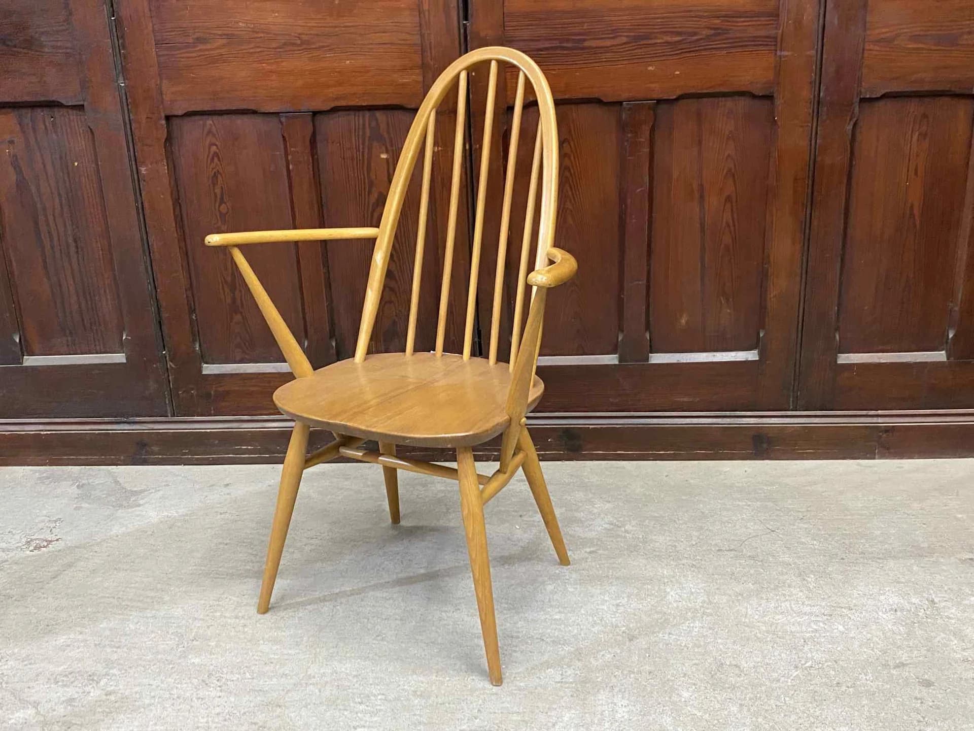 クエーカーアームチェア｜ブナ・エルム材・1960年代 ハイバック肘掛け付き ERCOL（アーコール）